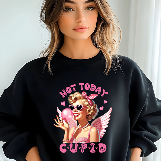 Not Today Cupid Black Crewneck